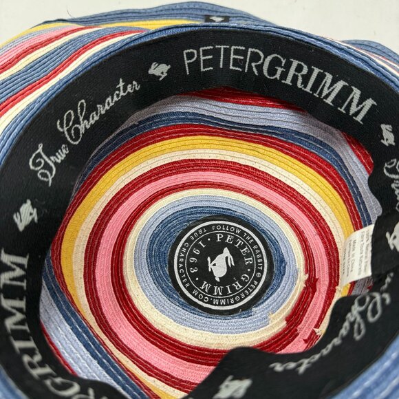 Peter Grimm Womens Multicolor Rainbow Striped Wide Brim Sun Hat Natural Fiber - Picture 4 of 8